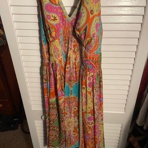 Multicolored halter back short dress